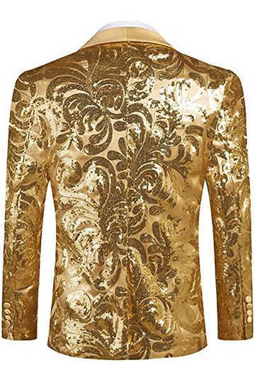 Golden Shawl Lapel Paljetter Herre Blazer